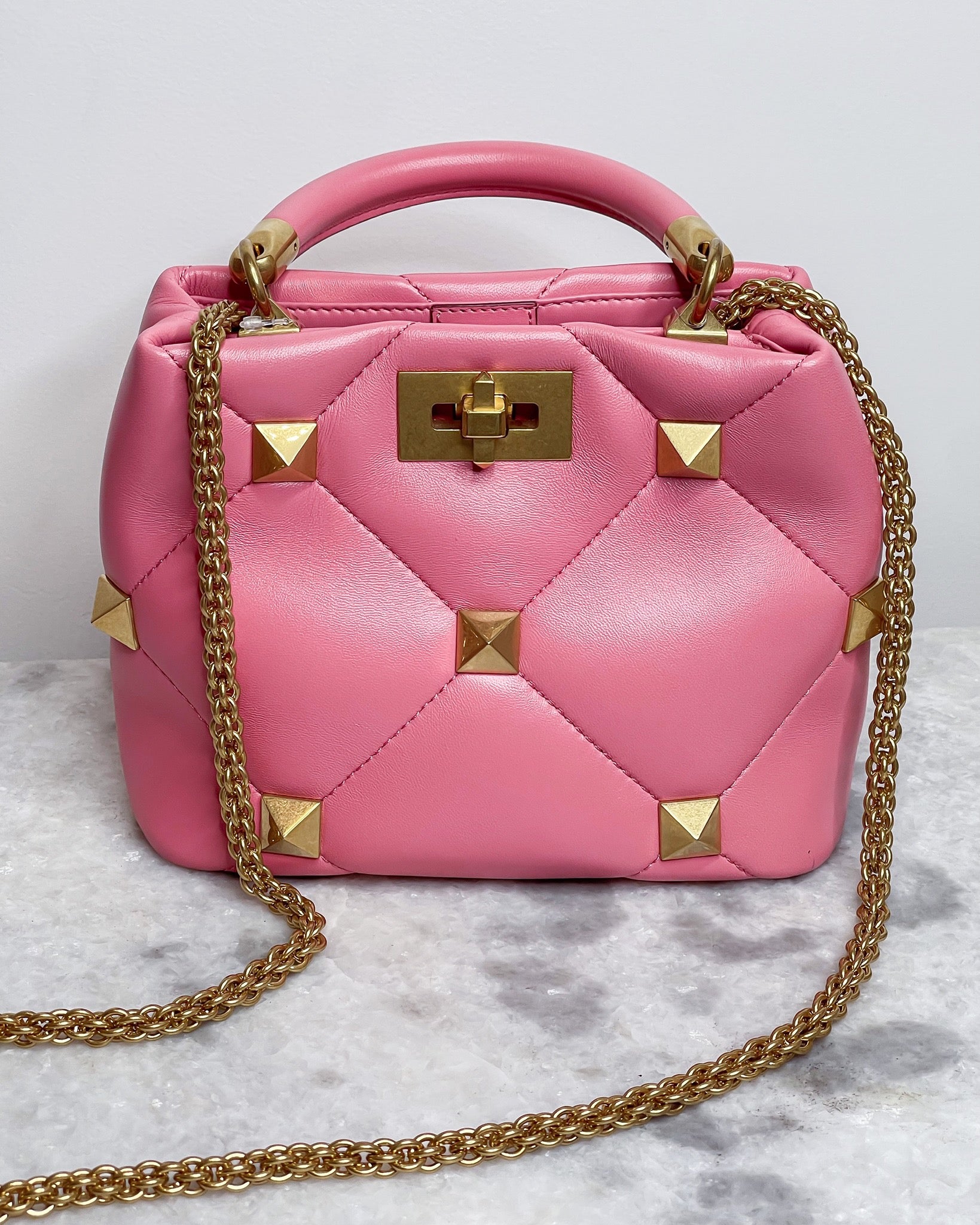 Authentic Valentino Garavani Pink Roman Stud Small Top