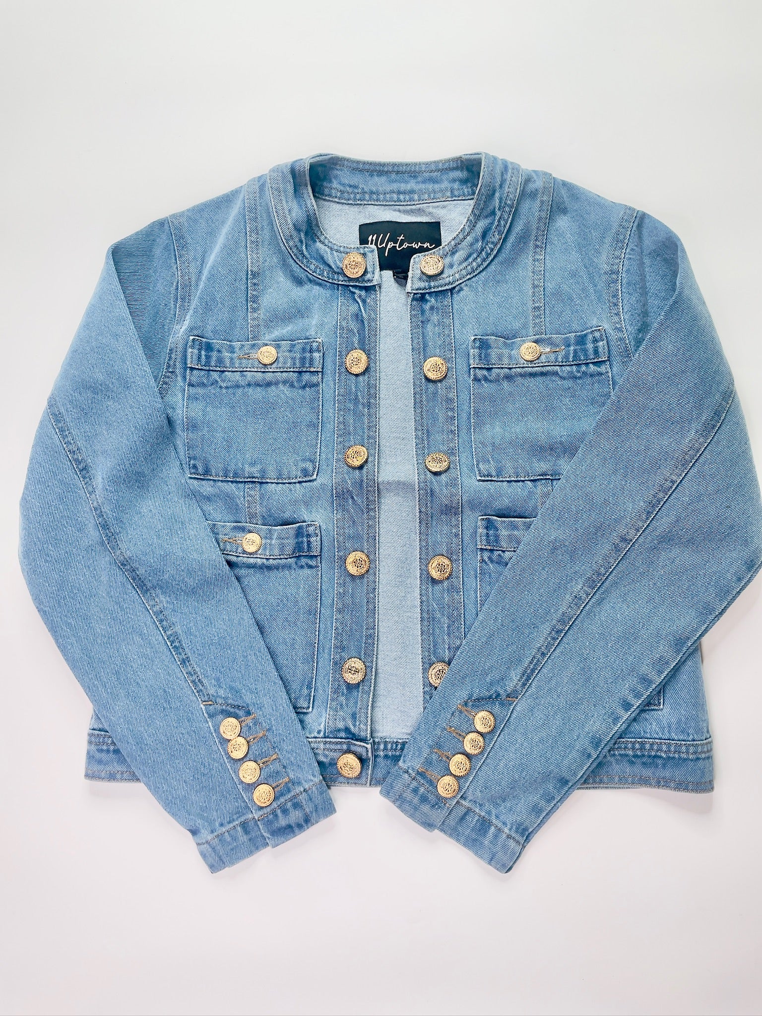 Collarless Jacket in Light Indigo by 11 Uptown | East Kennedy
