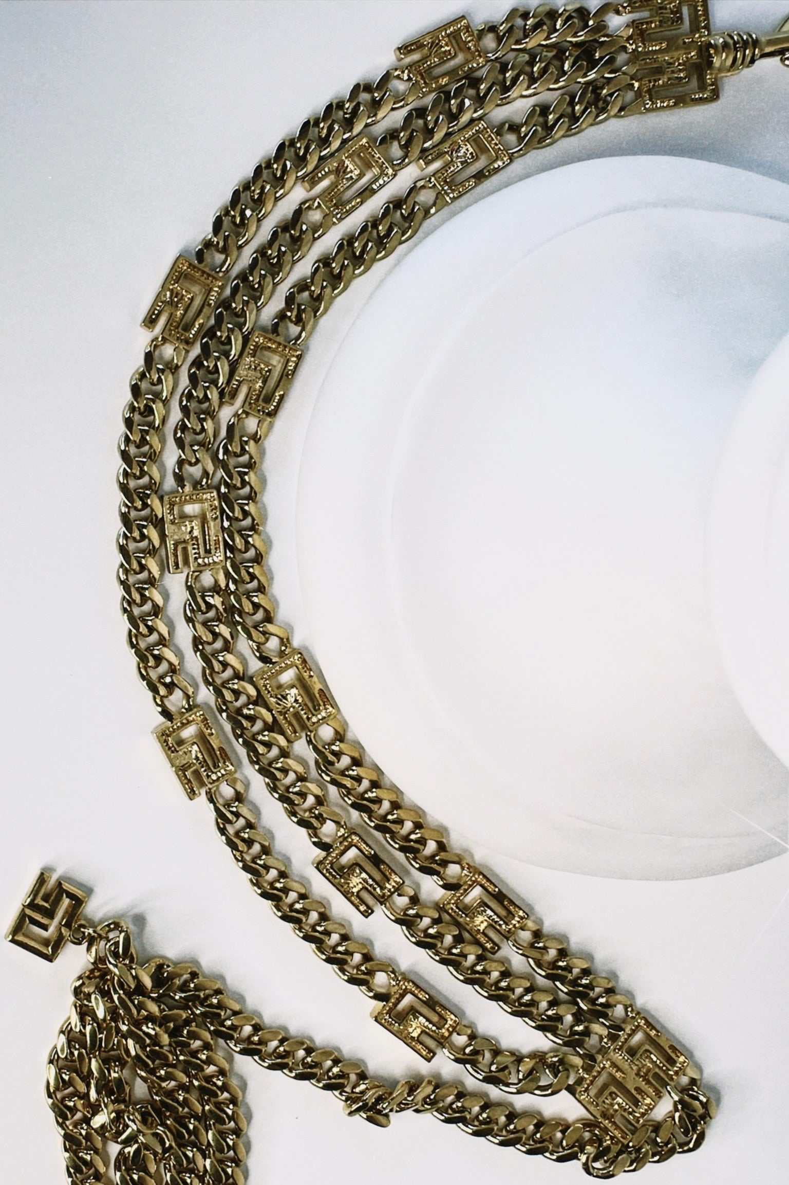 Authentic Vintage St. John Gold SJ Logo Layered Chain Belt  display picture 3