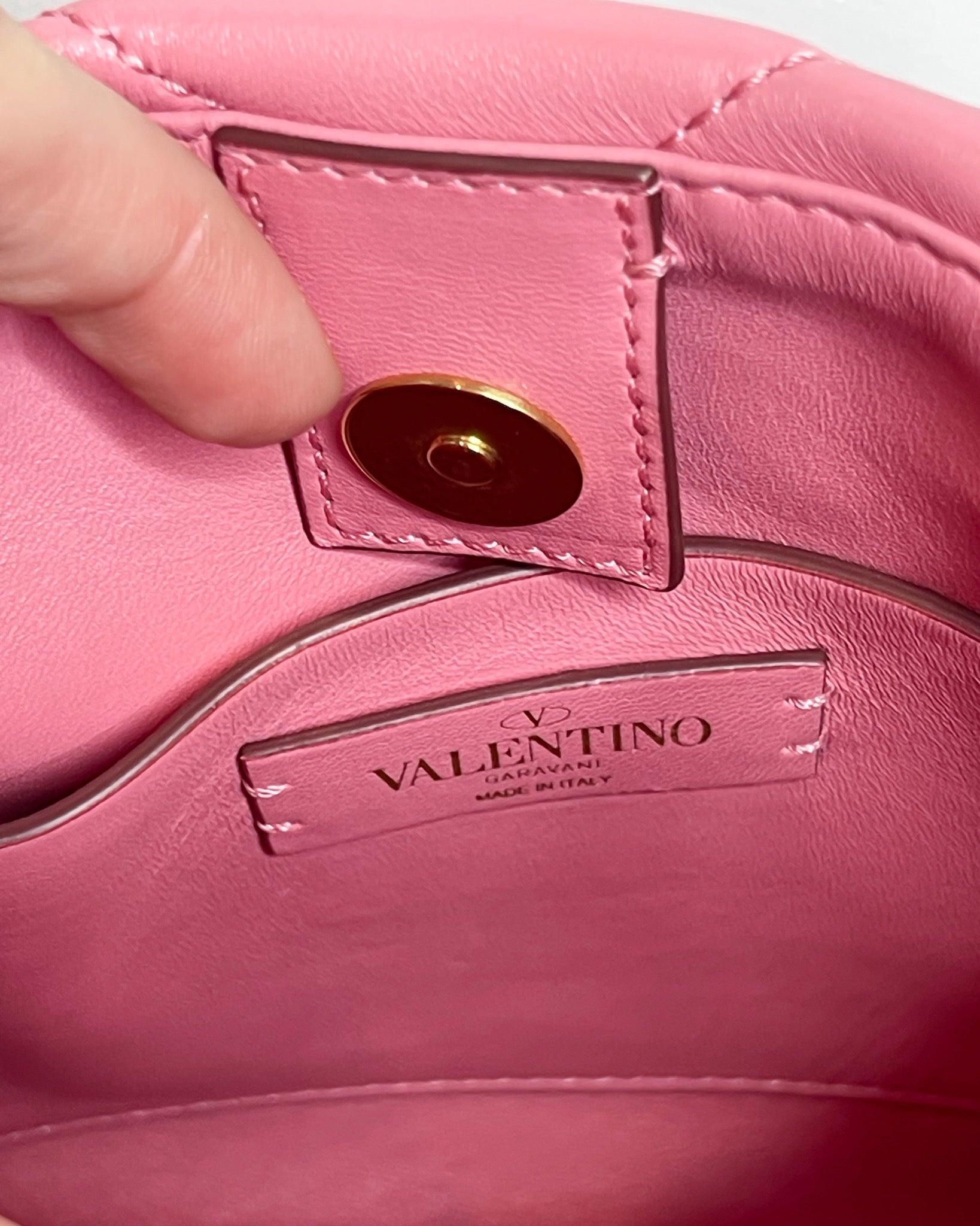 Authentic Valentino Garavani Pink Roman Stud Small Top Handle Bag