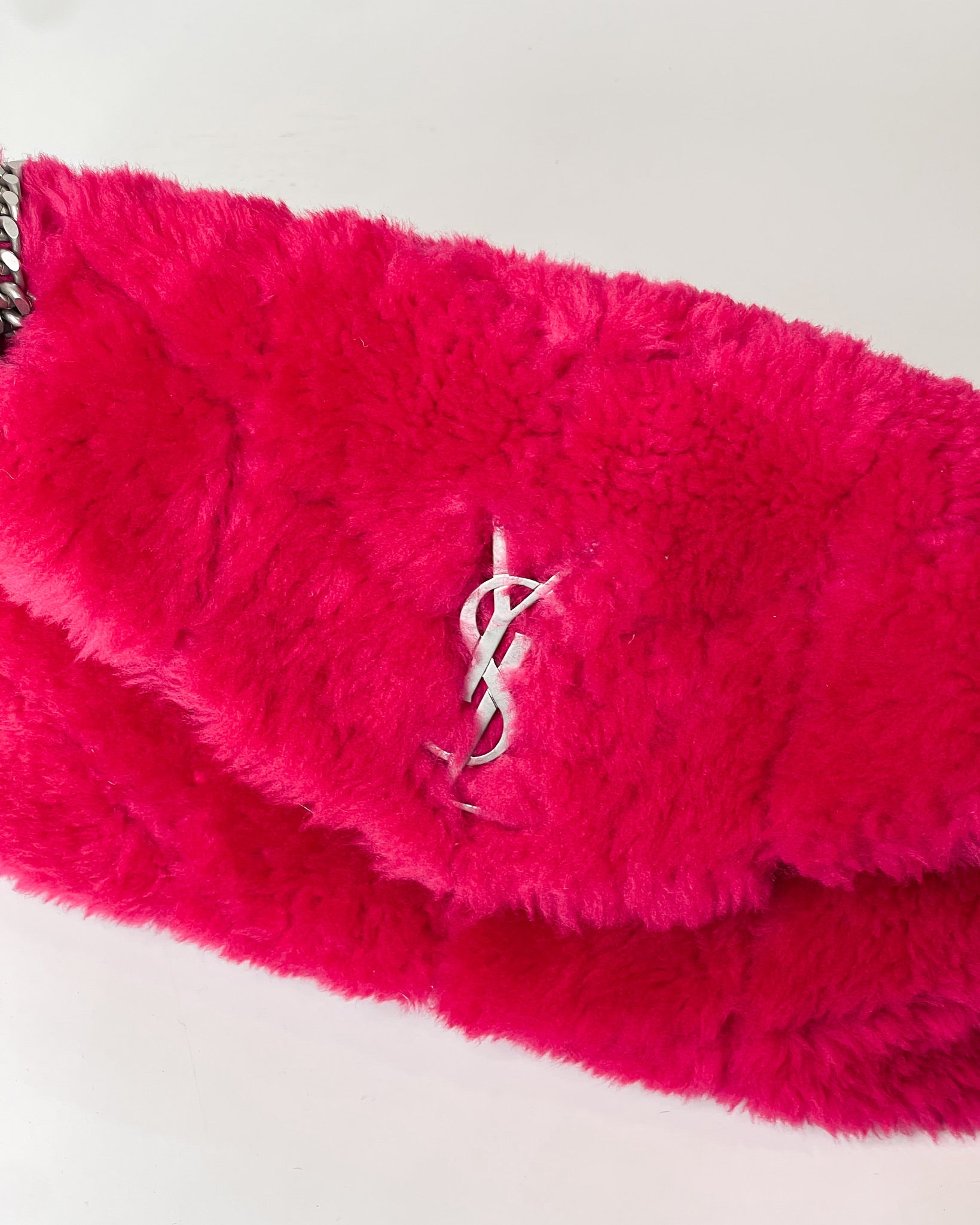 Authentic YSL Yves Saint Laurent PINK Loulou Shearling Small Sac