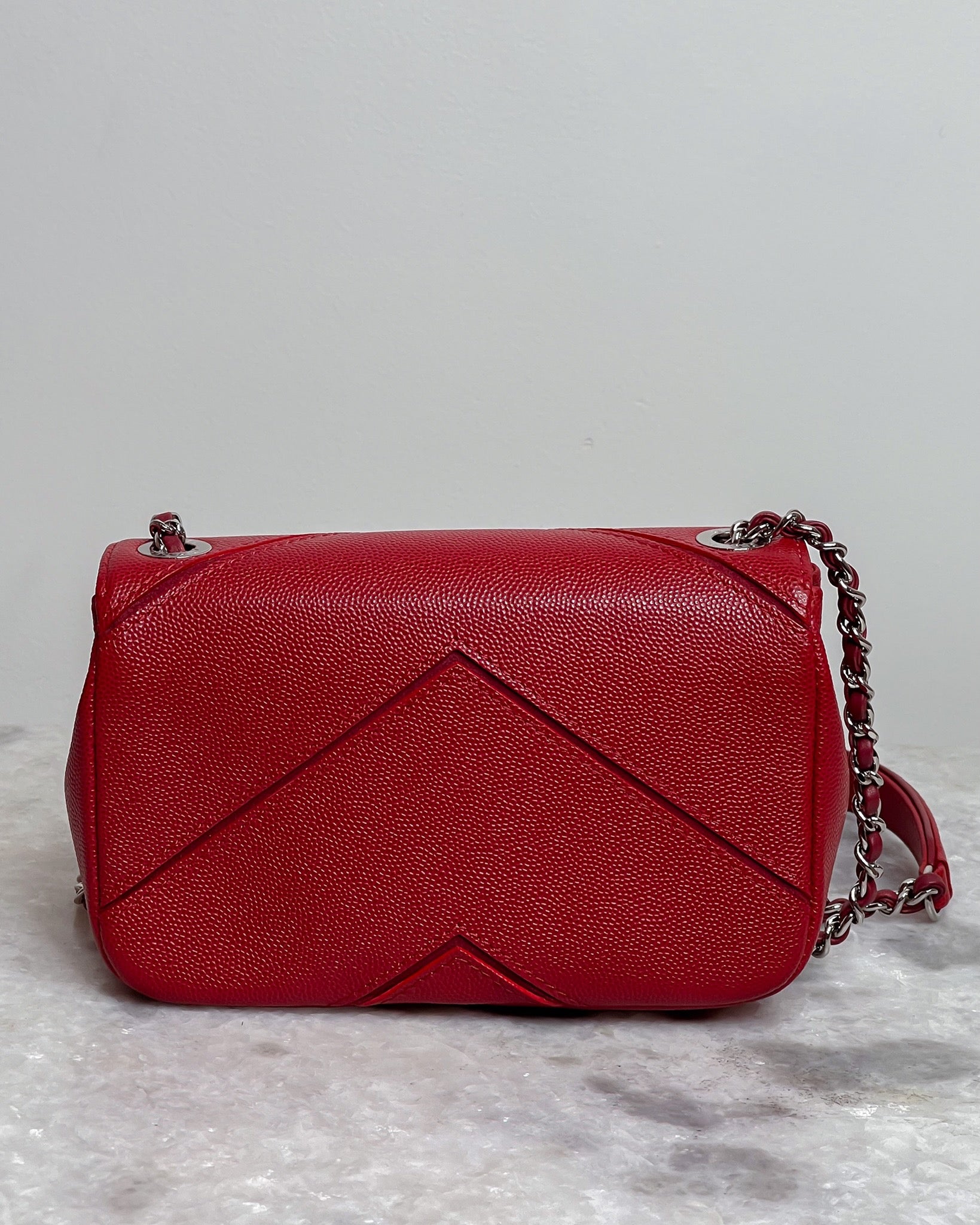 Authentic Chanel 17P Cherry Red Caviar Leather 
