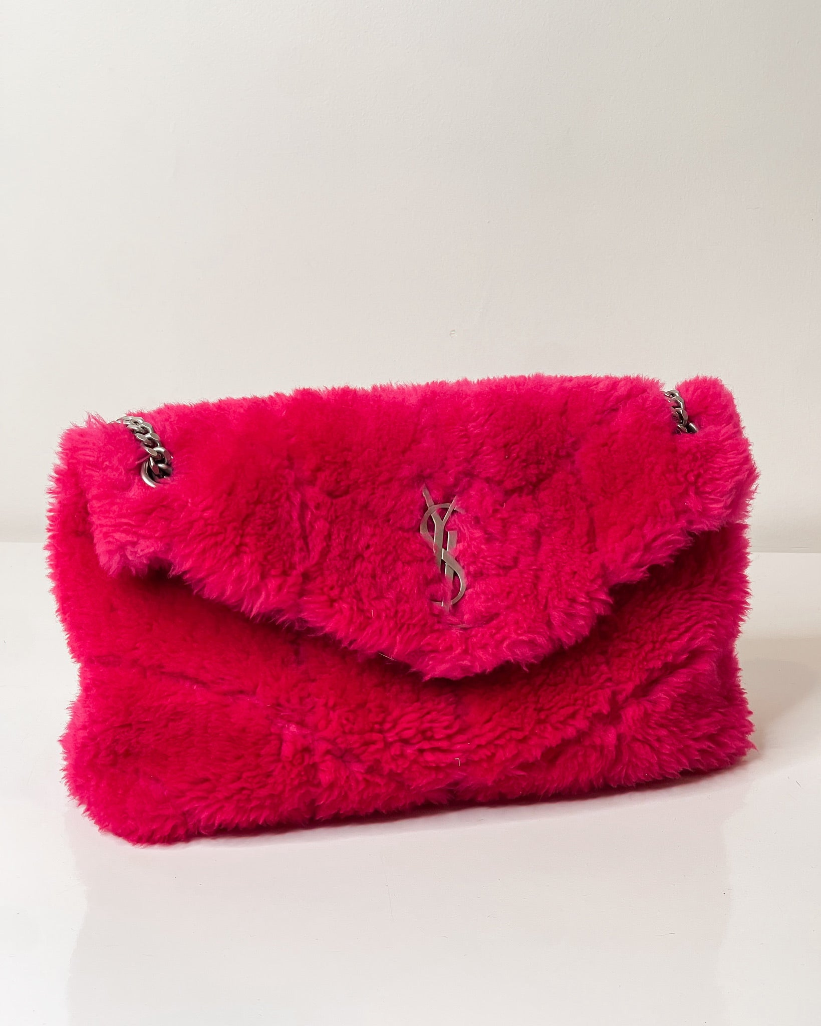 Authentic YSL Yves Saint Laurent PINK Loulou Shearling Small Sac