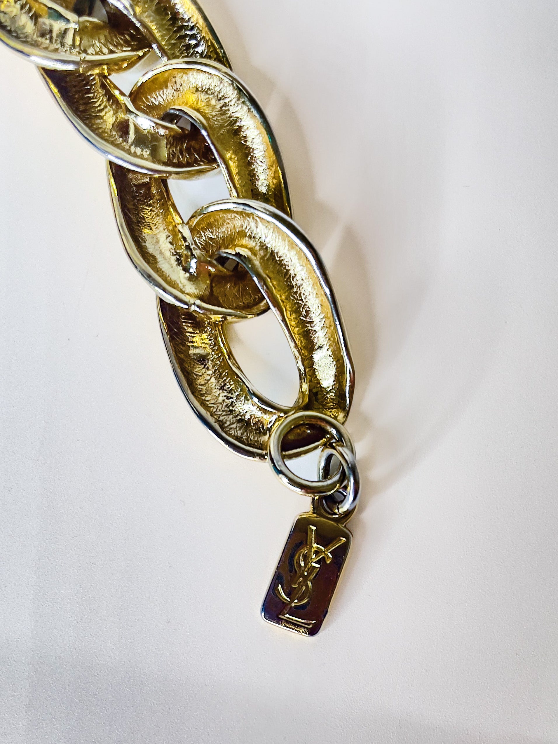 Authentic YSL Yves Saint Laurent Thick Oval Link Necklace | East