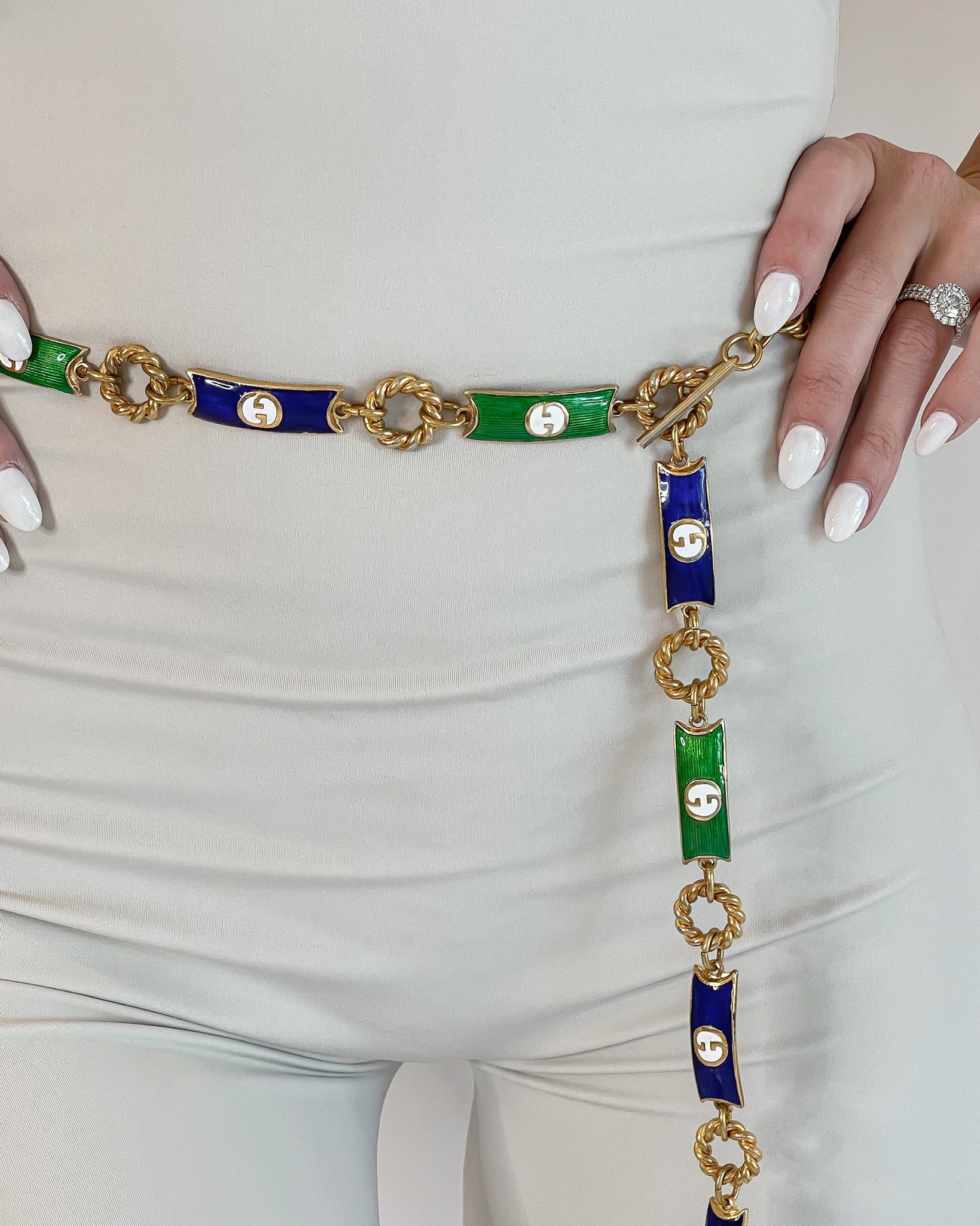 Authentic Vintage Gucci GG Monogram RARE 1960's Green Blue