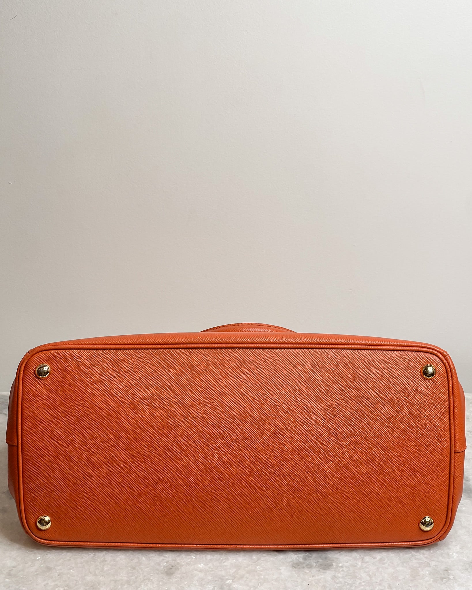 Authentic Prada Saffiano Orange Lux Papaya Tote Bag | East