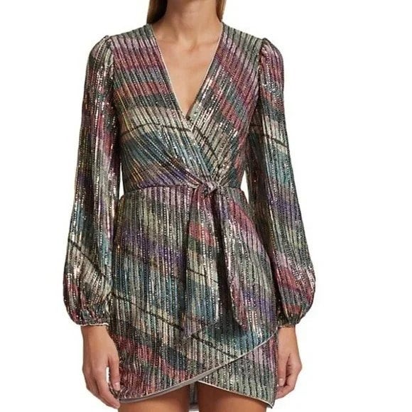 Debbie Rainbow Pleated Sequin Mini Dress by Saylor NY | East Kennedy