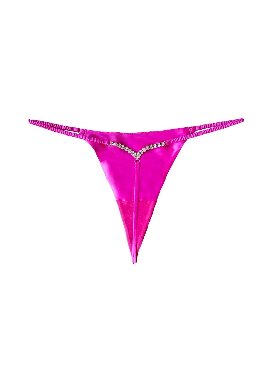 Crystal Luxe V-String in Wild Pink by Fleur du Mal | East Kennedy