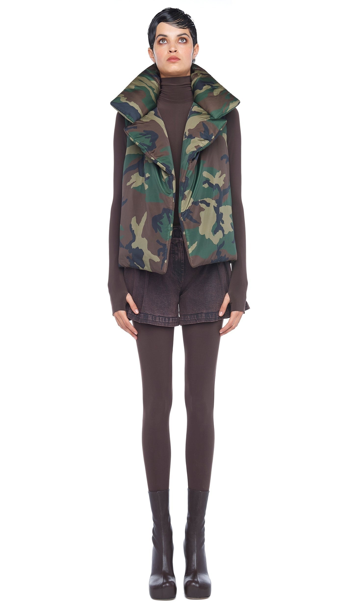 Camo Sleeveless Sleeping Bag Vest by Norma Kamali