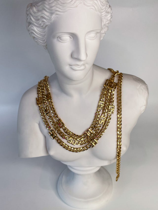 1980s Goldplate and Roman sold chain link belt/necklace by Omega